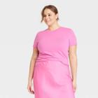 Women's Plus Size Short Sleeve Casual T-shirt - A New Day Pink