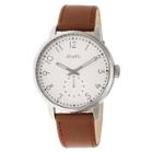 Simplify The 3400 Men's Leather-band Watch - Silver/khaki-tan,