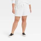 Women's Plus Size Leisure Shorts - Ava & Viv White X