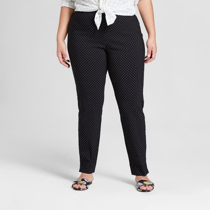Women's Plus Size Polka Dot Skinny Ankle Pants - Who What Wear Black/white 24w, Black/white Polka Dot