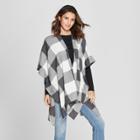 Women's Plaid Cocoon Poncho Sweater - Universal Thread Black