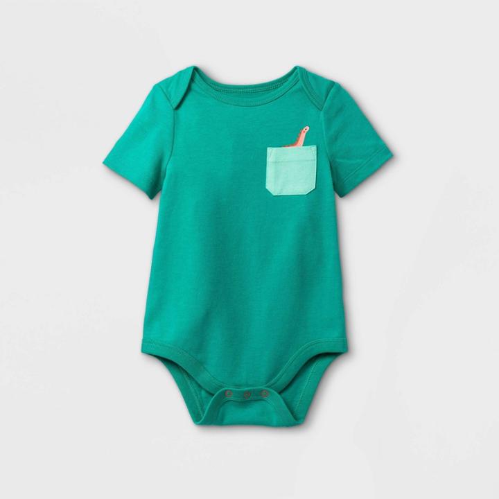Baby Boys' Dino Pocket Short Sleeve Bodysuit - Cat & Jack Mint Newborn, Green