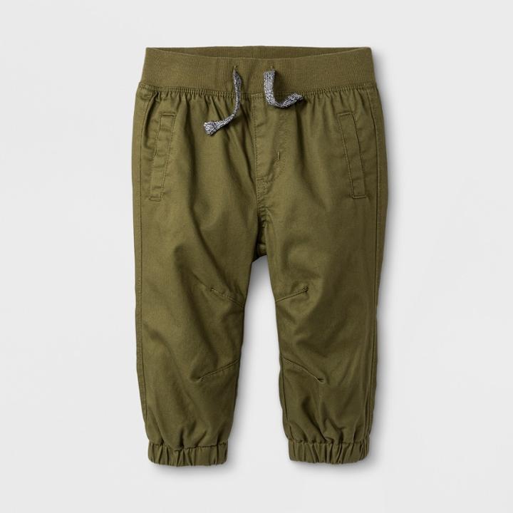 Baby Boys' Twill Joggers Set - Cat & Jack Tan/green Newborn, White