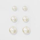 Target Faux Pearl Stud Earring Set 3ct - A New Day Silver,