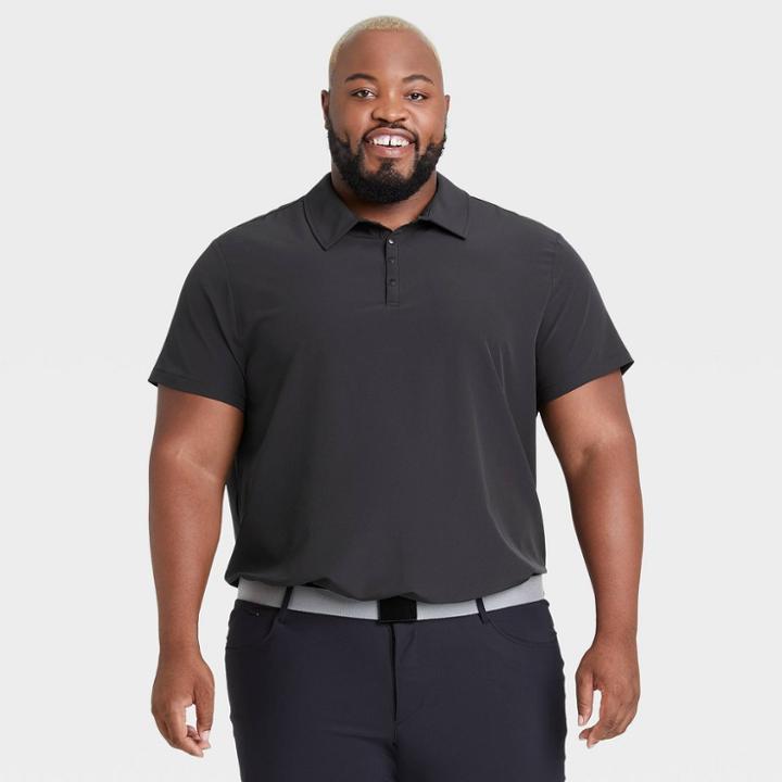 Men's Big & Tall Stretch Woven Polo Shirt - All In Motion Black