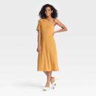 Women's Elbow Sleeve One Shoulder Knit Dress - Who What Wear Honey Yellow