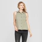 Women's Sleeveless Button-down Shirt - Universal Thread Olive