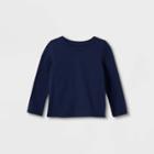 Toddler Girls' Solid Long Sleeve T-shirt - Cat & Jack Navy