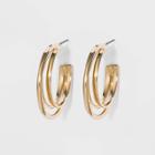 Metal Double Hoop Earrings - A New Day Gold