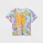 Girls' Boxy Cropped Graphic T-shirt - Art Class Blue/purple Tie-dye