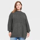 Women's Plus Size Mock Turtleneck Tunic Pullover Sweater - Universal Thread Charcoal Gray
