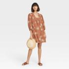 Women's Polka Dot Long Sleeve Shift Dress - Knox Rose Rust