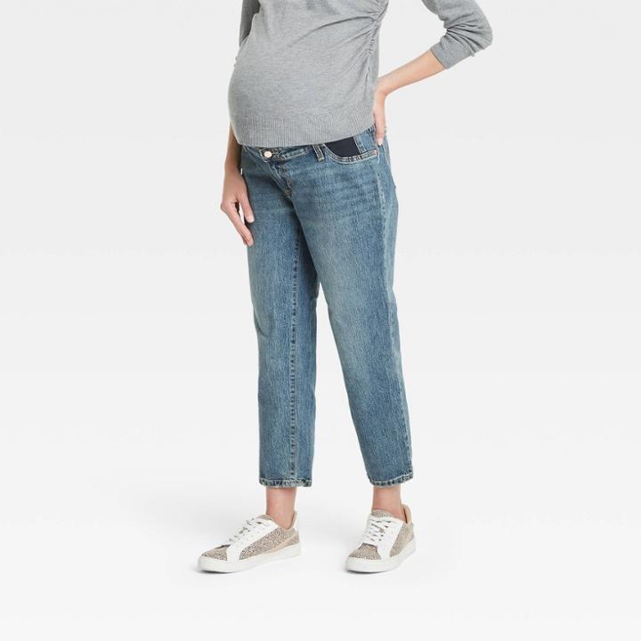Mid-rise Under Belly Cropped Vintage Straight Maternity Jeans - Isabel Maternity By Ingrid & Isabel