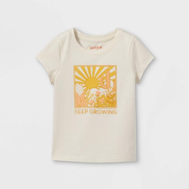 Toddler Girls' 'keep Growing' Graphic T-shirt - Cat & Jack Beige