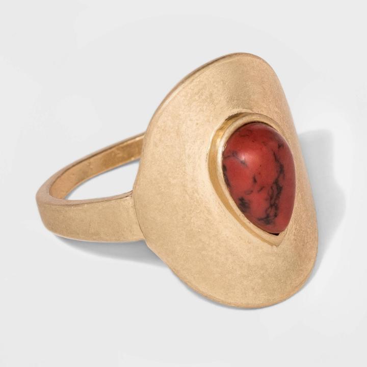 Target Teardrop Semiprecious Red Jasper Stone Centered Circular Front Ring - Universal Thread Red, Women's