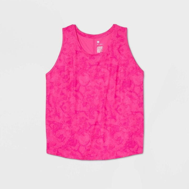 Women's Plus Size Tie-dye Performance Knit Tank Top - All In Motion Fuchsia 1x, Women's, Size: