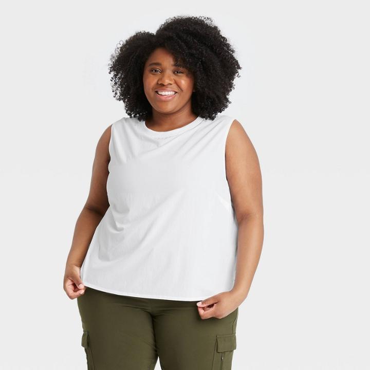 Women's Plus Size Upf Muscle Tank Top - All In Motion White