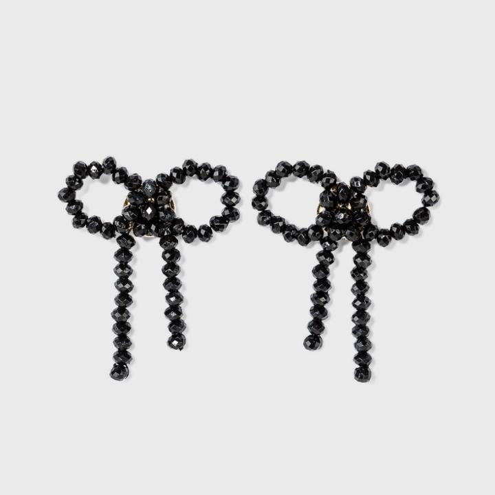 Sugarfix By Baublebar Beaded Bow Earrings - Black, Women's,