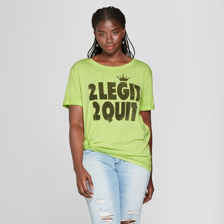 Women's Plus Size Short Sleeve 2 Legit 2 Quit Graphic T-shirt - Lyric Culture (juniors') Green
