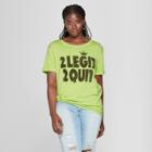 Women's Plus Size Short Sleeve 2 Legit 2 Quit Graphic T-shirt - Lyric Culture (juniors') Green