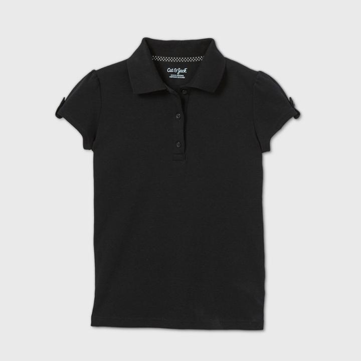 Petitegirls' Short Sleeve Interlock Uniform Polo Shirt - Cat & Jack Black