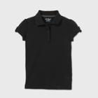 Petitegirls' Short Sleeve Interlock Uniform Polo Shirt - Cat & Jack Black