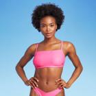 Juniors' Foil Print Bralette Bikini Top - Xhilaration Bright Pink D/dd Cup