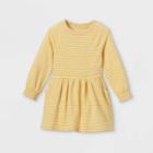 Toddler Girls' Striped Long Sleeve Dress - Cat & Jack Light Yellow