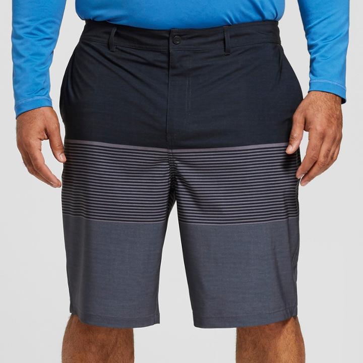 Men's Big & Tall Striped 10.5 Savy Hybrid Swim Shorts - Goodfellow & Co Black