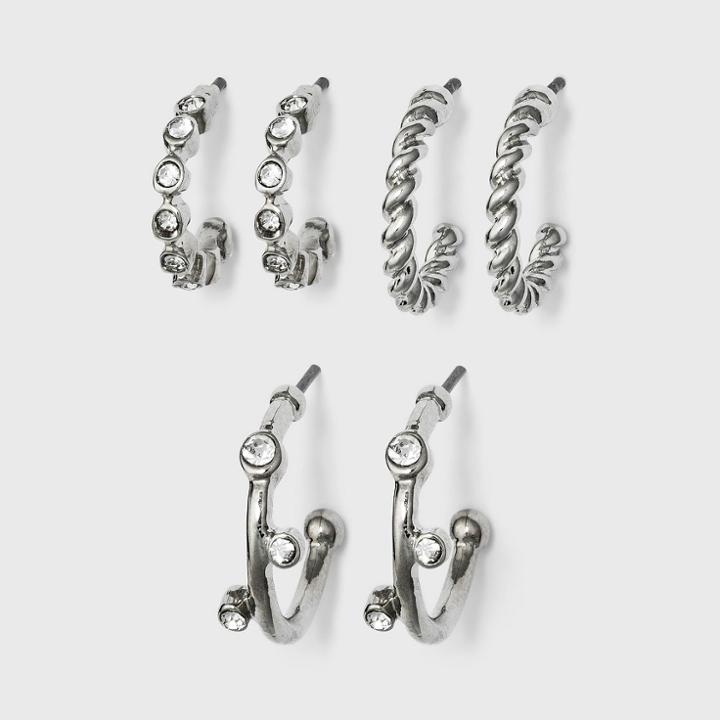 Metal Small Hoop Earring Set - A New Day