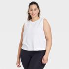 Women's Plus Size Crop Active Tank Top - All In Motion White