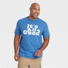 Men's Big & Tall Printed Standard Fit Short Sleeve Crewneck T-shirt - Goodfellow & Co Blue/letters