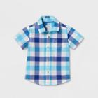 Petitetoddler Boys' Short Sleeve Button-down Shirt - Cat & Jack Blue