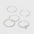 Clear Stone And Four Thin Ring Set - A New Day Silver,