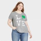 Grayson Threads Women's Plus Size St. Patrick's Day Love Short Sleeve Graphic T-shirt - Gray