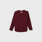 Women's Plus Size Long Sleeve Essential Popover Blouse - Ava & Viv Red X