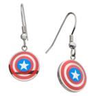 Women's Marvel Captain America Shield Logo Stainless Steel Hook Dangle Earrings,