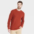 Men's Textured Long Sleeve T-shirt - Goodfellow & Co Dark Red