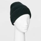 Women's Shaker Stitch Knit Cuff Beanie - A New Day Green