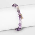 No Brand Triangle Charm With Semi-precious Beaded Bracelet - Light Purple, Women's