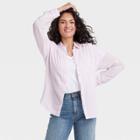 Women's Long Sleeve Relaxed Fit Gauze Button-down Shirt - Universal Thread Light Purple