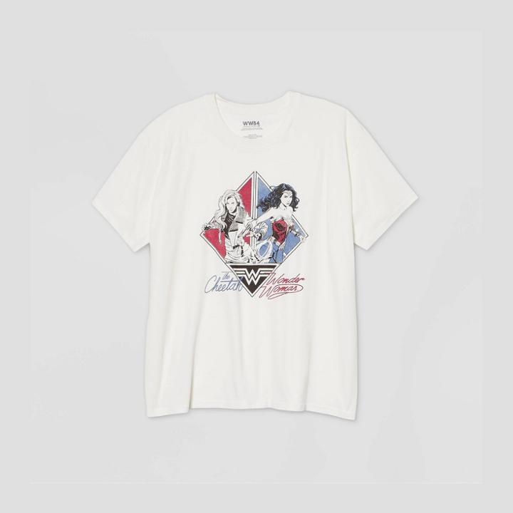 Women's Wonder Woman Vs Cheetah Plus Size Short Sleeve Graphic T-shirt - Off White