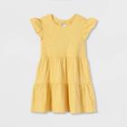 Girls' Wash Knit Tiered Short Sleeve Dress - Cat & Jack Mustard Yellow