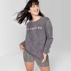 Women's Plus Size Long Sleeve Relaxed Crewneck T-shirt Los Angeles Graphic - Wild Fable Washed Black 3x, Women's,