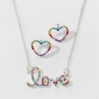 Target Girls' 2ct Heart Earrings & 'love' Necklace,