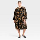 Women's Plus Size Balloon Long Sleeve Dress - Who What Wear Brown Leopard Print