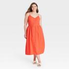 Women's Plus Size Sleeveless Button-front Dress - A New Day Orange