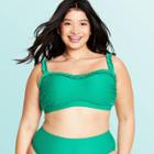 Women's Plus Size Textured Sweetheart Neck Bralette Bikini Top - Stoney Clover Lane X Target Green