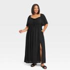 Women's Flutter Short Sleeve Dress - Ava & Viv Black