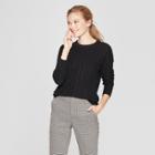 Women's Cable Crewneck Pullover Sweater - A New Day Black